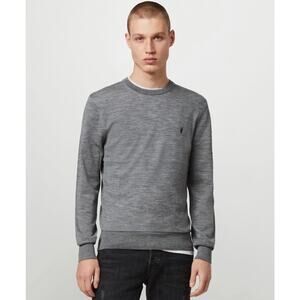 AllSaints Mode Merino Crew Sweater Gray Size XL